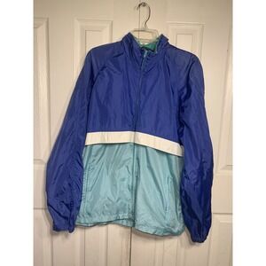 Vtg 1990  Woolrich Mens M Nylon Retro‎ Windbreaker Jacket Royal Stowaway Hood